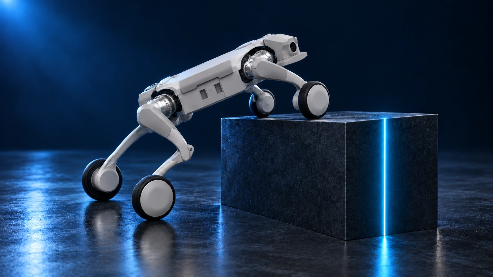 Робот-собака Inchbot L1-W EDU забирается на высокий блок