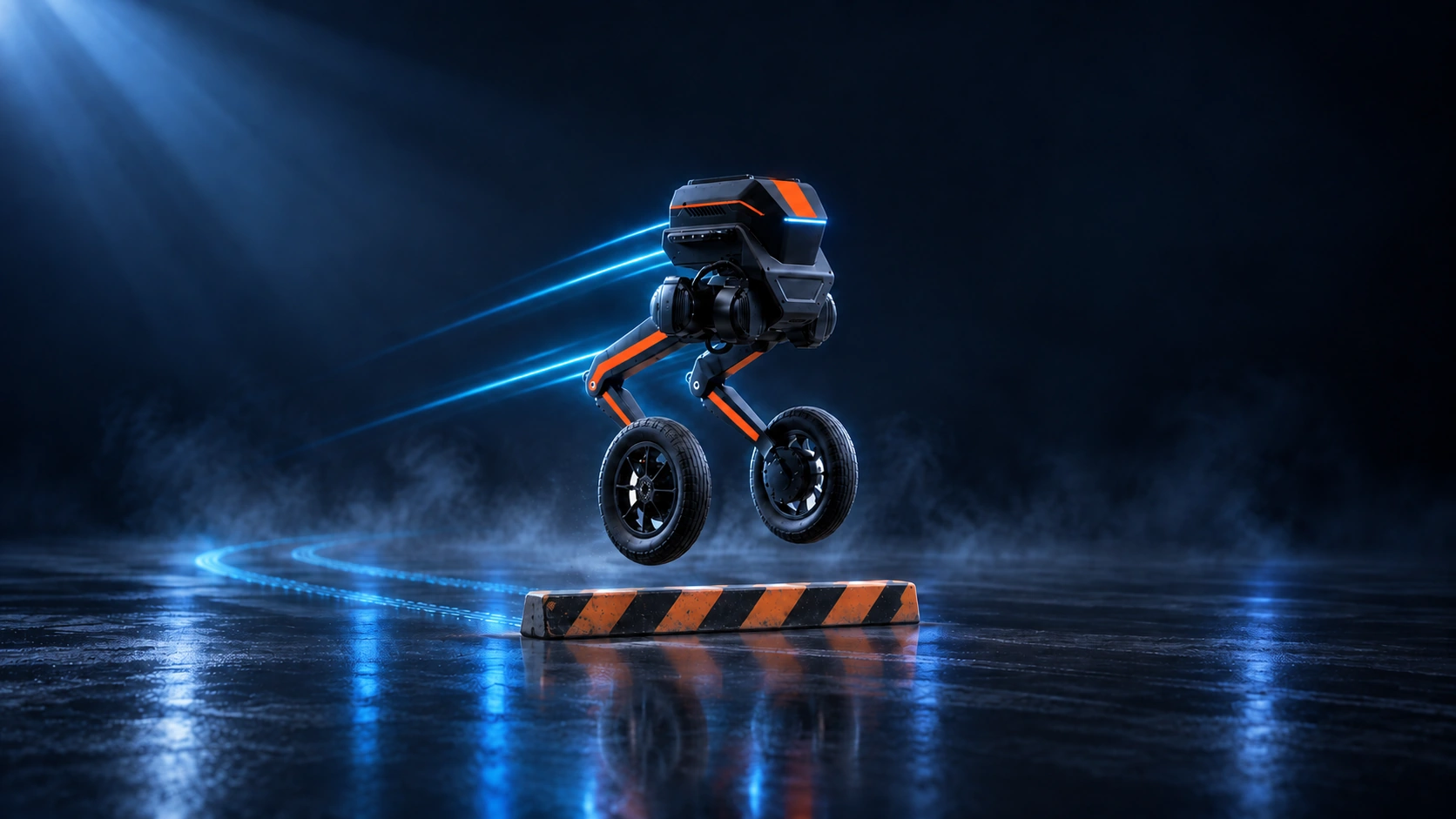 Робот Tron прыгает на колёсных стопах