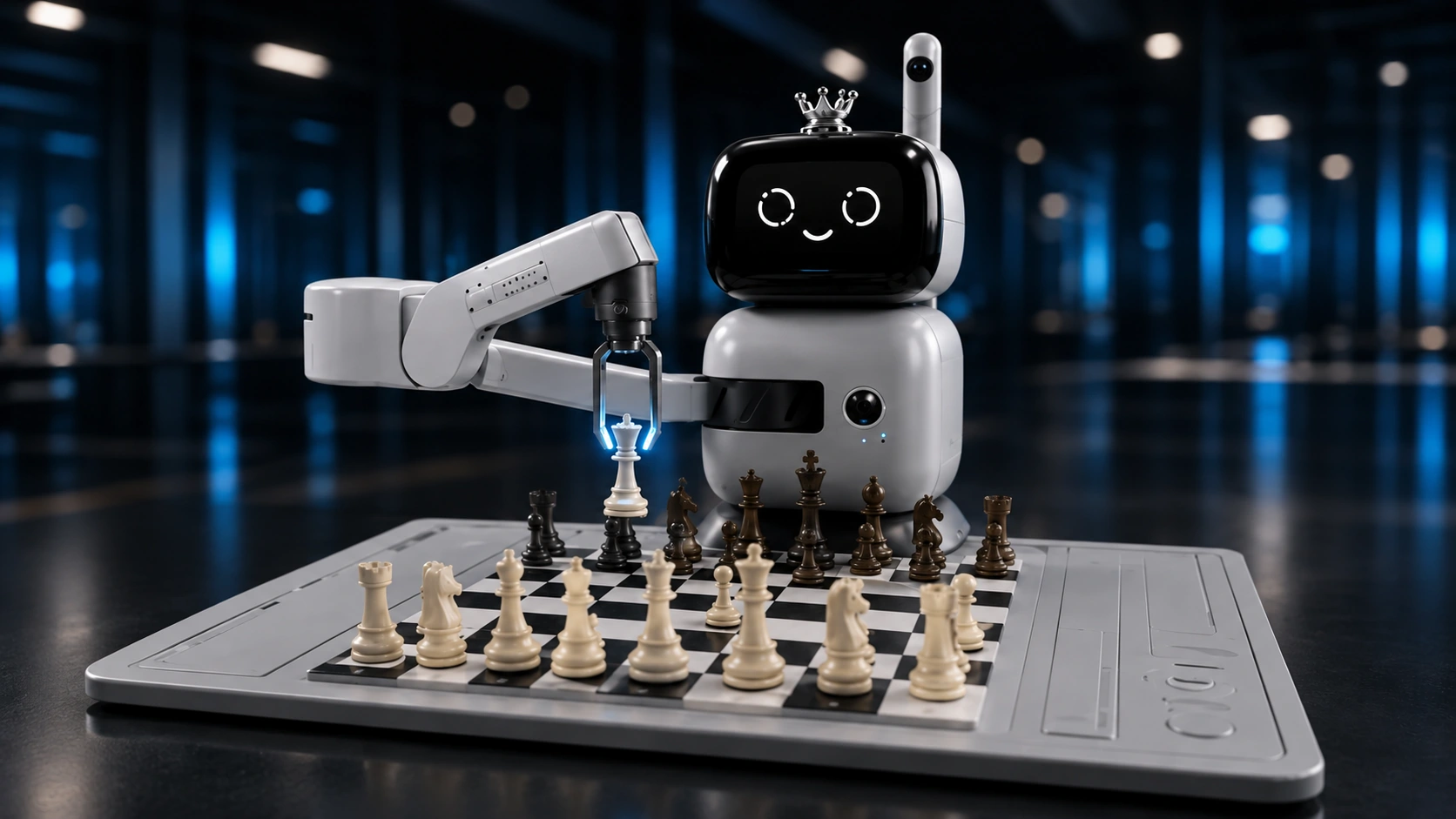 Роборука SenseRobot переставляет шахматную фигуру
