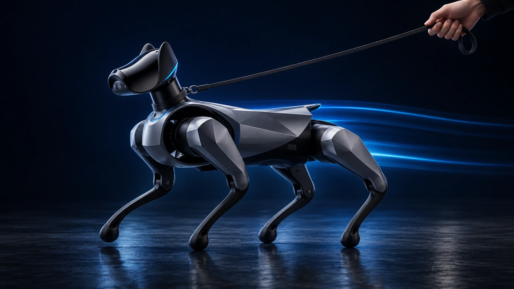 Робот-собака Xiaomi CyberDog 2 гуляет на поводке