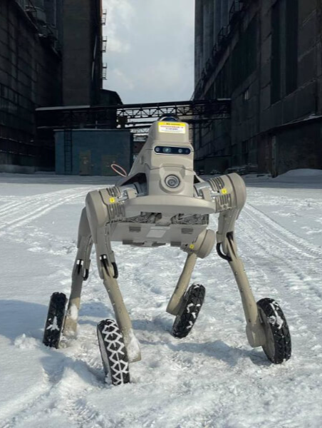 Inchbot L1-W EDU на снегу между домами